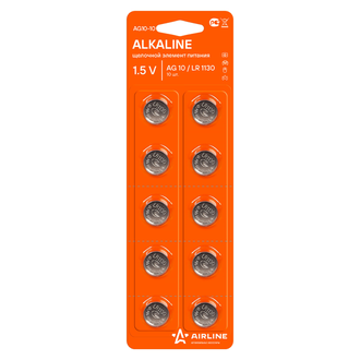 Airline Батарейка AG10/LR1130 щелочная 10 шт.