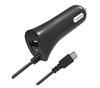  Автомобильное зарядное устройство micro USB с гнездом USB (3м.)